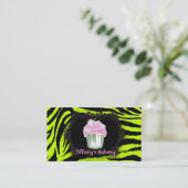 groene zebra print bakker Roze Cupcake Visitekaartje (Staand voorkant)
