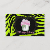 groene zebra print bakker Roze Cupcake Visitekaartje (Voorkant)