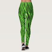 Groene Zebra Stripes - Dierlijk afdrukpatroon Leggings (Achterkant)