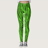 Groene Zebra Stripes - Dierlijk afdrukpatroon Leggings (Voorkant)