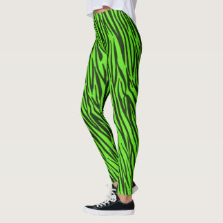 Groene Zebra Stripes - Dierlijk afdrukpatroon Leggings