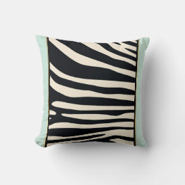 Groene zebraafdrukken van crème, zwart en munt kussen