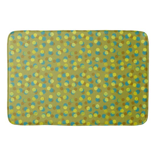 groene, zee-blauwe, gele en bruine stippen badmat (Voorkant)