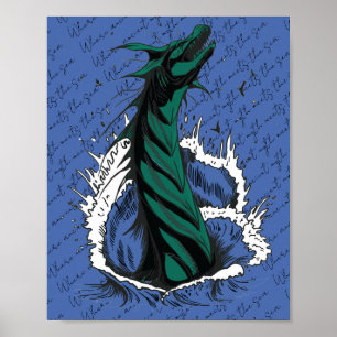 Groene Zee Monster Slang Oceaan Golven Poster
