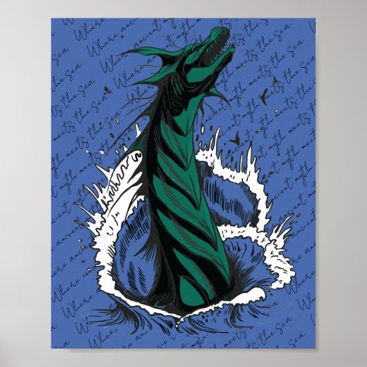 Groene Zee Monster Slang Oceaan Golven Poster (Voorkant)