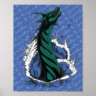 Groene Zee Monster Slang Oceaan Golven Poster