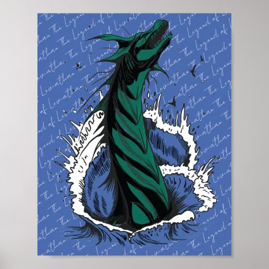 Groene Zee Monster Slang Oceaan Golven Poster (Voorkant)