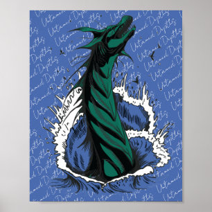 Groene Zee Monster Slang Oceaan Golven Poster