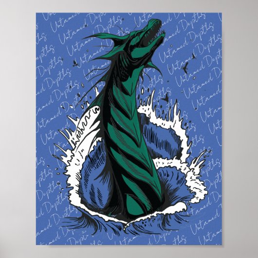 Groene Zee Monster Slang Oceaan Golven Poster (Voorkant)