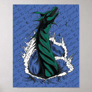Groene Zee Monster Slang Oceaan Golven Poster