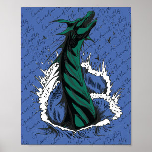 Groene Zee Monster Slang Oceaan Golven Poster