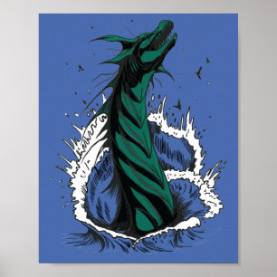 Groene Zee Monster Slang Oceaan Golven Poster