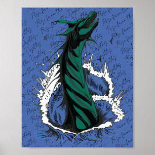 Groene Zee Monster Slang Oceaan Golven Poster