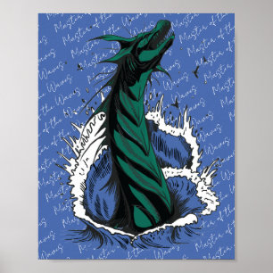 Groene Zee Monster Slang Oceaan Golven Poster