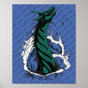 Groene Zee Monster Slang Oceaan Golven Poster
