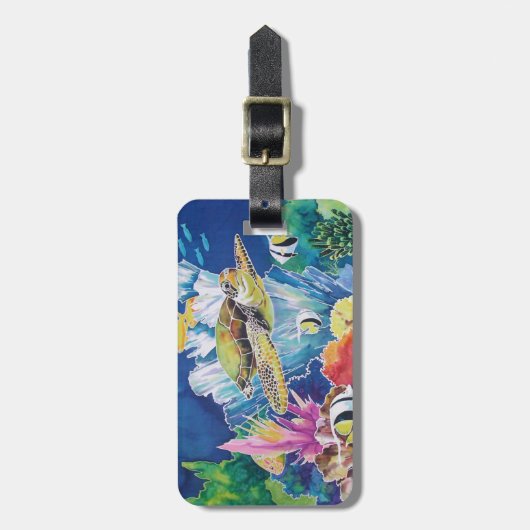 Groene zee schildpad bagagelabel (Voorkant verticaal)