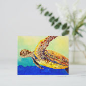 groene zee schildpad briefkaart (Staand voorkant)