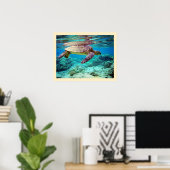 Groene zee schildpad (Chelonia mydas) Poster (Thuiskantoor)