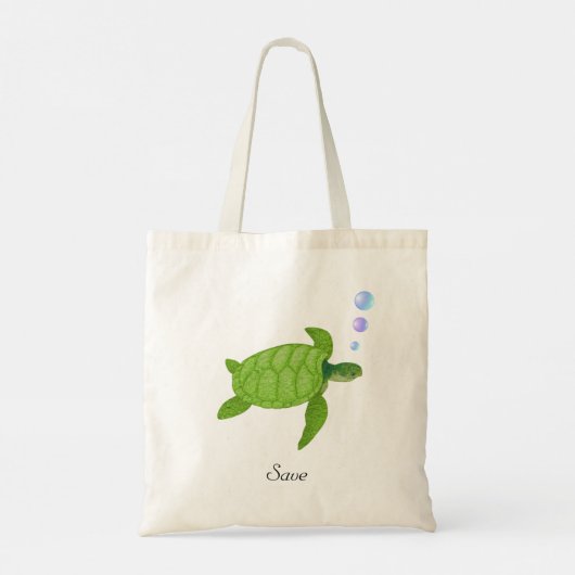 Groene zee schildpad en bespaar kalligrafie Winkel Tote Bag (Achterkant)