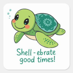 Groene Zee Schildpad Grote Sticker   woordspeling