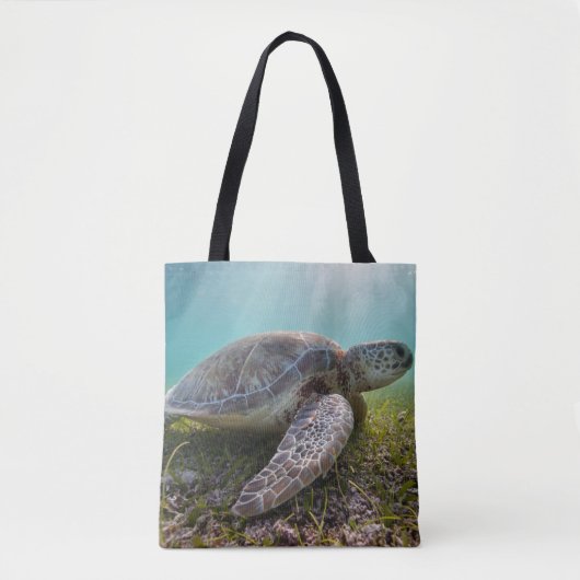 Groene Zee schildpad in duusk | Akumal Bay Tote Bag (Voorkant)