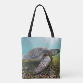 Groene Zee schildpad in duusk | Akumal Bay Tote Bag (Achterkant)