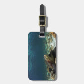 Groene zee schildpad ontspannend onderwaterlagune bagagelabel (Voorkant verticaal)