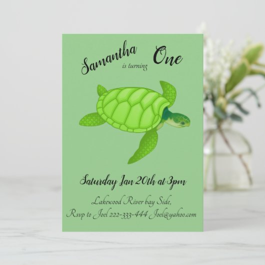 Groene Zee schildpad op maat 1 januari (Staand voorkant)