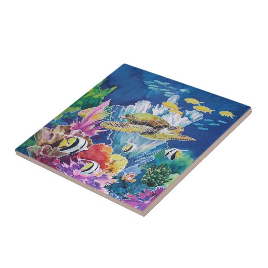 Groene zee schildpad tegeltje (Zijkant)