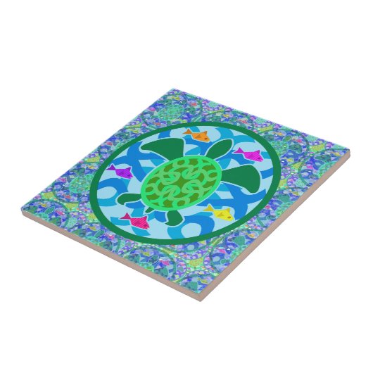 Groene Zee schildpad Tegeltje (Zijkant)