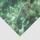Groene Zee schildpad, tropische vis en koraal Tissuepapier (Detail)
