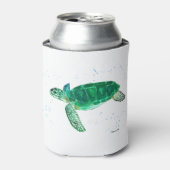 Groene zee schildpad waterverf tropische oceaan blikjeskoeler (Blikje Voorkant)