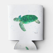 Groene zee schildpad waterverf tropische oceaan blikjeskoeler (Achterkant)