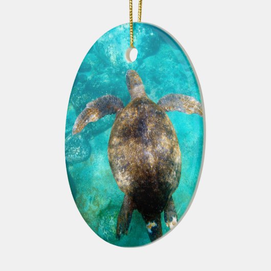 Groene zee schildpad zwemt onder water paradijs keramisch ornament (Links)