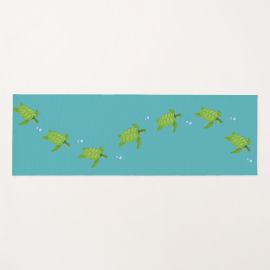 Groene Zee schildpadden op Blauwgroen Turquoise Yo Yogamat (Voorkant (horizontaal))