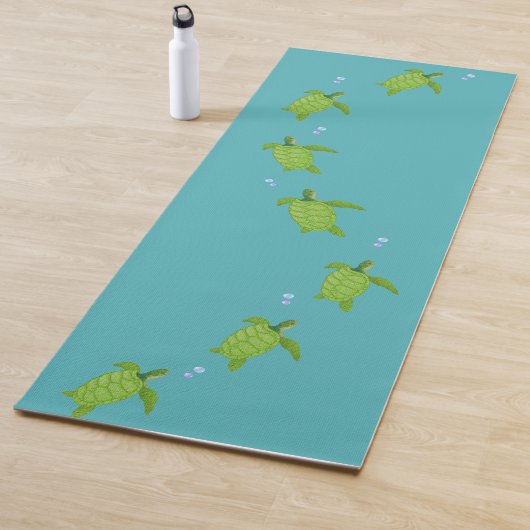 Groene Zee schildpadden op Blauwgroen Turquoise Yo Yogamat (In situ)