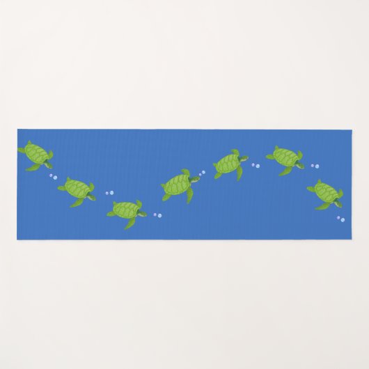 Groene Zee schildpadden op oceaanblauw Yogamat (Voorkant (horizontaal))