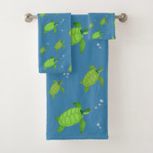 Groene Zee Schildpadden op Turquoise Blue Bad Handdoek (Insitu)