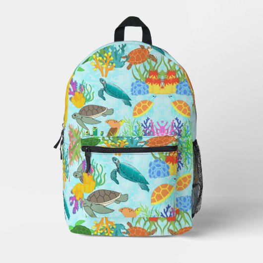 Groene Zee schildpadden terug naar school Kinder k Bedrukte Rugzak (Voorkant)