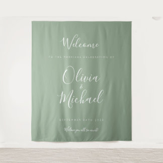 Groene Zee Schuim Bruiloft Welkom Achtergrond Tapi Wandkleed