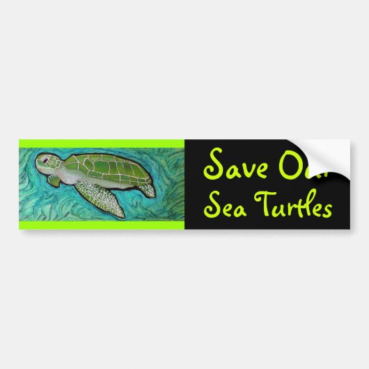 Groene Zee Turtle Bumpersticker (Voorkant)
