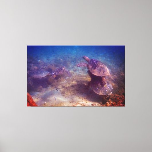 Groene Zee Turtle familie Canvas Afdruk (Voorkant)