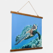 Groene Zee Turtle Hangend Wandkleed (Gebogen)