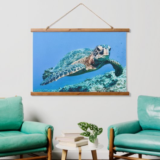 Groene Zee Turtle Hangend Wandkleed (Woonkamer)