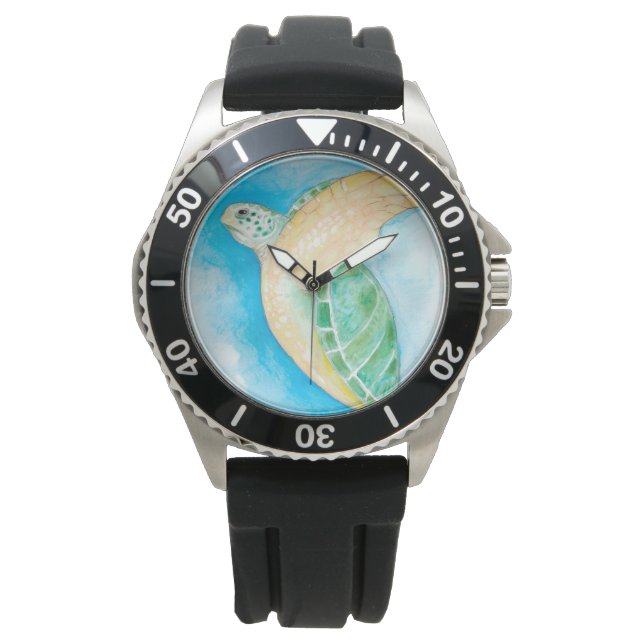 Groene Zee Turtle Horloge (Voorkant)