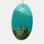 Groene Zee Turtle Keramisch Ornament (Rechts)