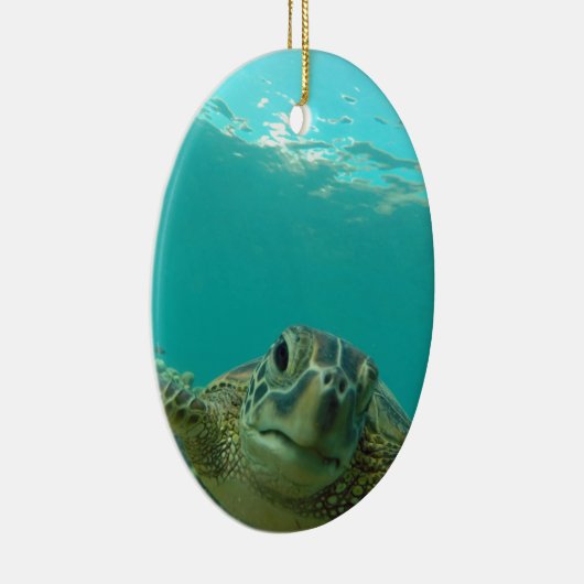 Groene Zee Turtle Keramisch Ornament (Rechts)