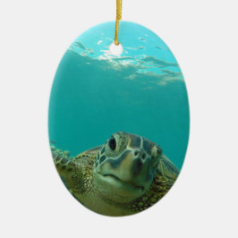 Groene Zee Turtle Keramisch Ornament