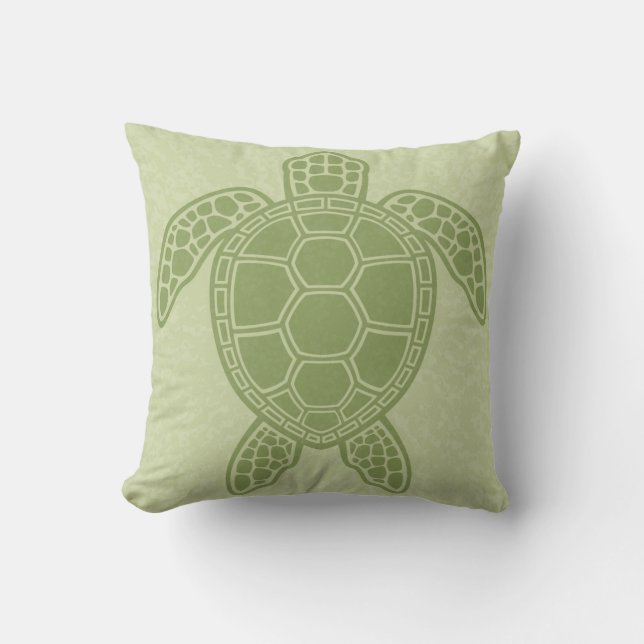 Groene Zee Turtle Kussen (Voorkant)