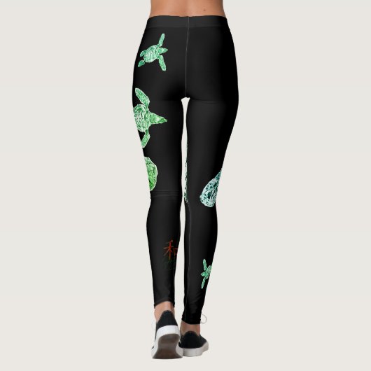 Groene Zee Turtle Leggings (Achterkant)